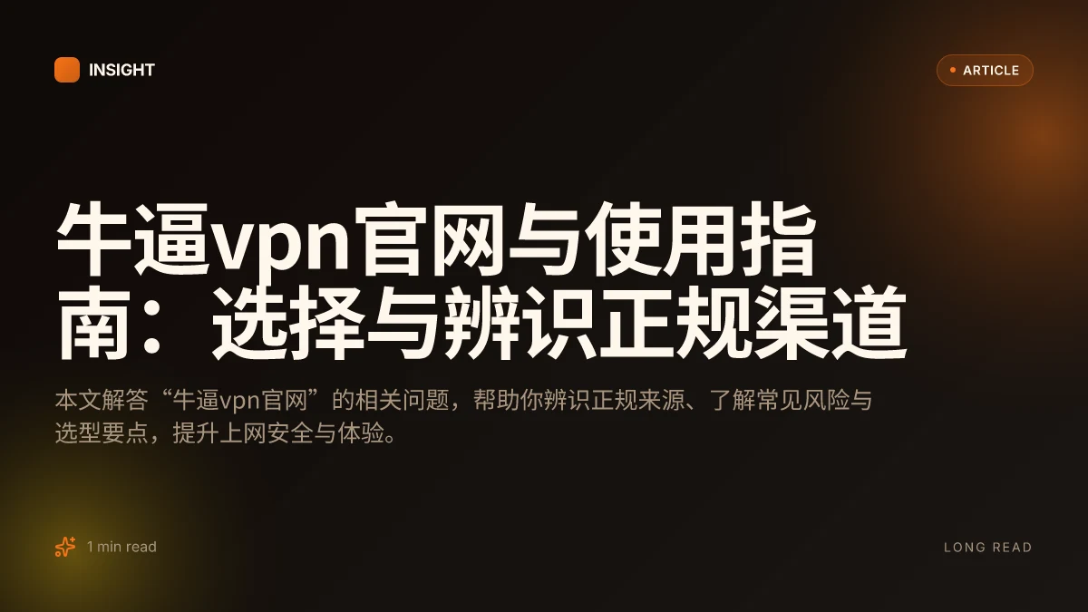 牛逼VPN官网与使用指南：选择与辨识正规渠道